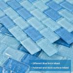 Adedeo Glass Mosaic Tile Light Blue Wave 12 x 12 Inch Glossy Glass Tile for Swimming Pool Backsplash Shower Waterline Fountain Spa Wall (5-Pack, 5 sq.ft.)