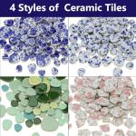 Yatinkim 500g Ceramic Mosaic Tiles Irregular Broken Porcelain Pieces DIY Decoration Pink Flower Glazed Bulk Making Supplies Art Projects Making Home Kitchen Floor Pool Plates