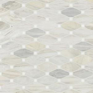 MSI Angora Elongated Octagon 11.81 in. x 13.4 in. x 10 mm Polished Marble Mosaic Tile for Bathroom, Kitchen Backsplash, Accent Wall Tile, and Shower Wall Tile