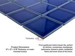 Tenedos 5 sq.ft. Electric Blue 3x3 Porcelain Tile – Polished Square Mosaic for Swimming Pools, Spas, Showers, Kitchen Countertops, Bathroom Walls & Backsplash