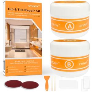 CTUYSY Porcelain Sink Repair kit White, Enamel, Porcelain, Fiberglass, Ceramic Sink, Tub Tile Toilet Shower Kit,Porcelain Sink and Acrylic Bathtub Repair Kit for Cracks Chips Dents Holes