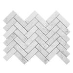 Soulscrafts White Carrara Marble Mosaic Tile, Marble Tile 1x3 Herringbone Polished for Kitchen Backsplash Bathroom Wall & Floor Tile 5 Sheets/Box