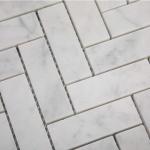 Soulscrafts White Carrara Marble Mosaic Tile, Marble Tile 1x3 Herringbone Polished for Kitchen Backsplash Bathroom Wall & Floor Tile 5 Sheets/Box