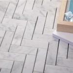 Soulscrafts White Carrara Marble Mosaic Tile, Marble Tile 1x3 Herringbone Polished for Kitchen Backsplash Bathroom Wall & Floor Tile 5 Sheets/Box