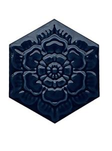 6" Firenze Blue Hexagon Porcelain Decorative Insert Wall Tile Embossed Textured 3 Dimensional Architectural (1)