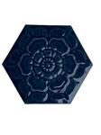 6" Firenze Blue Hexagon Porcelain Decorative Insert Wall Tile Embossed Textured 3 Dimensional Architectural (1)