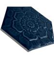 6" Firenze Blue Hexagon Porcelain Decorative Insert Wall Tile Embossed Textured 3 Dimensional Architectural (1)