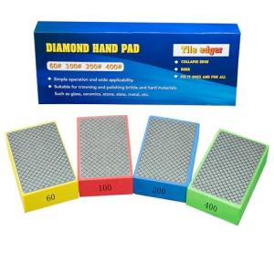 4Pack Diamond Hand Polishing Pads for Sanding Ceramics Glass Tile Concrete Stone Marble Granite, 60#, 100#,200#,400#Grits