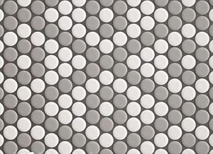 Tenedos Penny Round Mix Matte White with Gray or Black Selection Porcelain Mosaic Tile for Floor and Wall Bathroom and Kitchen Backsplash (Box of 20 Sheets) (Grey and White)
