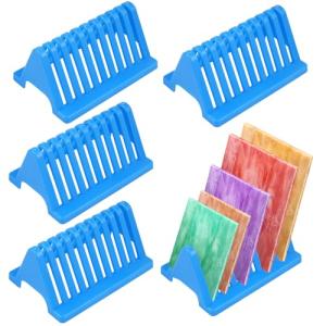 4 PCS Stained Glass Storage Rack, 10 Slots Translucent Stained Glass Holder, Colored glass Panel Organizer Accommodate 12 x 12in Mosaic glass Tiles Projects Cathedral Window