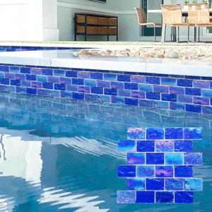 LSDECO 5 Sheets Glass Tile Mosaic Tiles Pool Tile Backsplash for Kitchen Bathroom Shower Tile (Cobalt Blue, 5 Sq.Ft)