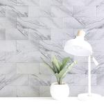 Art3d 102-Piece Peel and Stick Tile Backsplash for Kitchen Bathroom, 3in. × 6in. Stick on Subway Tile White Granite