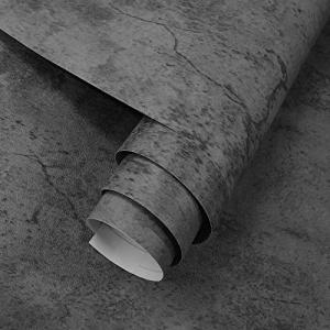 3yecao 16"×197" Extra Thick Dark Blue Grey Concrete Wallpaper Peel and Stick Waterproof Gray Concrete Contact Paper Vinyl Wrap 3d Faux Adhesive Cement Tile Sticker for Kitchen Island Bedroom Gym Walls