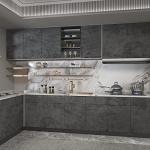3yecao 16"×197" Extra Thick Dark Blue Grey Concrete Wallpaper Peel and Stick Waterproof Gray Concrete Contact Paper Vinyl Wrap 3d Faux Adhesive Cement Tile Sticker for Kitchen Island Bedroom Gym Walls