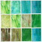 Lanyani 10 Sheets Variety Stained Glass Sheets Pack, 4 x 6 inch Large Cathedral Glass Mosaic Tiles for Crafts, Green Mixed