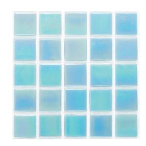 URBN Contemporary Light Sky Blue Iridescent Glass Mosaic Tile for Indoor and Outdoor - Sample Tile (4-1/3 inches x 4-1/3 inches, 0.13 SQ FT)