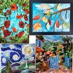 Lanyani 10 Sheets Variety Stained Glass Sheets Pack, 4 x 6 inch Large Cathedral Glass Mosaic Tiles for Crafts, Green Mixed