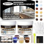 Tile & Fiberglass Quartz Countertop Repair Kit (Color Match), Granite & Tub Repair Kit, 4 oz Porcelain Sink Mable Chip Repair Kit for Cracks Chips Dents Holes Almond Biscuit Bone (Multicolored)