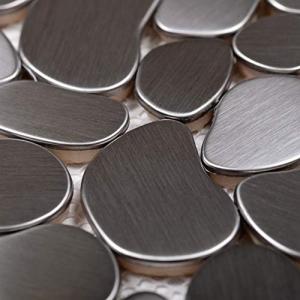 Apollo Tile Silver Pebble Metal Mosaic Tile for Kitchen, Bathroom or Wall Panel - 4" x 5" Sample Swatch