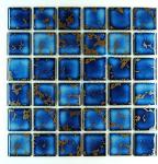 Tenedos Premium Quality Square Blue Calacatta Porcelain Mosaic Glossy Tile for Bathroom Floors, Walls and Kitchen Backsplashes, Pool Tile (2x2) (20 Sheets/case)