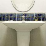 Tenedos Premium Quality Square Blue Calacatta Porcelain Mosaic Glossy Tile for Bathroom Floors, Walls and Kitchen Backsplashes, Pool Tile (2x2) (20 Sheets/case)