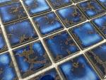Tenedos Premium Quality Square Blue Calacatta Porcelain Mosaic Glossy Tile for Bathroom Floors, Walls and Kitchen Backsplashes, Pool Tile (2x2) (20 Sheets/case)