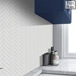 The Tiles Plaza 10-Sheet Peel and Stick Backsplash for Kitchen, 12" x 13" White Herringbone Stone Composite Self Adhesive Wall Tiles, Stick on Tiles Backsplash for Bathroom, Fireplace, Shower