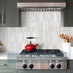 Vamos Tile Glossy Wood Marble Grain Backsplash Tile Peel and Stick, 12.8 x 12.8 Inch 10 Sheets Long Hexagon PVC Self Adhesive Mosaic Wall Tiles Stick on Backsplash for Kitchen and Bathroom