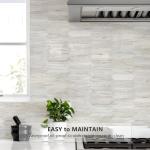 Vamos Tile Glossy Wood Marble Grain Backsplash Tile Peel and Stick, 12.8 x 12.8 Inch 10 Sheets Long Hexagon PVC Self Adhesive Mosaic Wall Tiles Stick on Backsplash for Kitchen and Bathroom