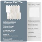 Vamos Tile Glossy Wood Marble Grain Backsplash Tile Peel and Stick, 12.8 x 12.8 Inch 10 Sheets Long Hexagon PVC Self Adhesive Mosaic Wall Tiles Stick on Backsplash for Kitchen and Bathroom