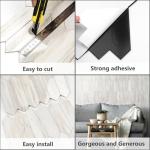 Vamos Tile Glossy Wood Marble Grain Backsplash Tile Peel and Stick, 12.8 x 12.8 Inch 10 Sheets Long Hexagon PVC Self Adhesive Mosaic Wall Tiles Stick on Backsplash for Kitchen and Bathroom