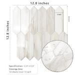 Vamos Tile Glossy Wood Marble Grain Backsplash Tile Peel and Stick, 12.8 x 12.8 Inch 10 Sheets Long Hexagon PVC Self Adhesive Mosaic Wall Tiles Stick on Backsplash for Kitchen and Bathroom