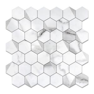 OYASIMI Hexagon Peel and Stick Backsplash for Kitchen Wall,Sample Heat Resistant Stick on Backsplash PVC Smart Tiles, 12'' Gray White Marble Waterproof Peel and Stick Tile for Bathroom