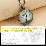 Hilitchi 90PCS 6 Shapes Clear Glass Cabochon Tiles Assortment Kits Transparent Glass Dome Cabochons Flat Glass Bead Cabochon Tile Crafts for DIY Jewelry Photo Pendant Making