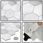 The Tiles Plaza 10-Sheet Peel and Stick Backsplash, Carrara White Hexagon Stone Composite Marble Looks Self Adhesive Wall Tile, Stick On Tiles for Kitchen Bathroom Shower, Cover 9 Sq Ft.