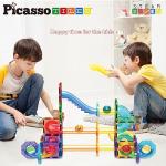 PicassoTiles Marble Run 60 Piece Race Track Magnetic Tiles Magnet Building Block Educational Construction Toy Set Playset STEM Learning Kit Child Brain Development HandEye Coordination Training PTG60