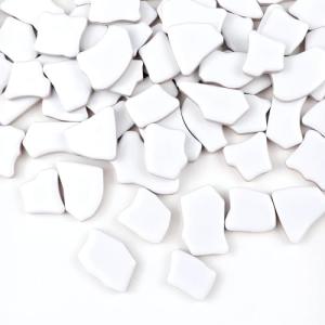 PINUO&KE 0.99 lb Glue Down Irregular Ceramics Mosaic Tile Adult Children Handmade Ceramics Craft for Outdoor Bathroom Kitchen Home Decoration DIY Art Projects(White)