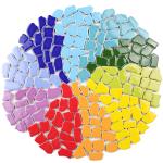 PINUO&KE 0.99 lb Glue Down Irregular Ceramics Mosaic Tile Adult Children Handmade Ceramics Craft for Outdoor Bathroom Kitchen Home Decoration DIY Art Projects(White)