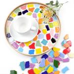 PINUO&KE 0.99 lb Glue Down Irregular Ceramics Mosaic Tile Adult Children Handmade Ceramics Craft for Outdoor Bathroom Kitchen Home Decoration DIY Art Projects(White)