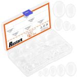 Rustark 110Pcs 5 Sizes Oval Clear Glass Dome Tile Assortment Kit Glass Cabochons Clear Glass Tiles Non-calibrated Transparent Large Glass Cabochon for Crafts Pendants Picture Jewelry Rings