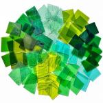 ILLUCKAI 2.2lb Irregular Stained Glass Scraps Sheets Green Mixed Collection, Mosaic Glass Pieces for Mosaic Making Projects, Mosaic Tiles for Crafts