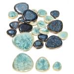 MECCANIXITY 100g Ceramic Mosaic Tiles for Crafts Bulk, Pebble Blue and Green Ceramic Tiles for Mosaic Kits Garden Stepping Stone Cup Mat