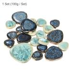 MECCANIXITY 100g Ceramic Mosaic Tiles for Crafts Bulk, Pebble Blue and Green Ceramic Tiles for Mosaic Kits Garden Stepping Stone Cup Mat