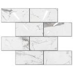 STICKGOO Subway Tile Peel and Stick Backsplash, Glossy White Marble PVC Self Adhesive Tile Backsplash, Stick on Tile for Kitchen and Bathroom(10 Sheets)