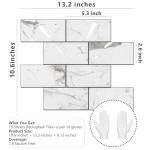 STICKGOO Subway Tile Peel and Stick Backsplash, Glossy White Marble PVC Self Adhesive Tile Backsplash, Stick on Tile for Kitchen and Bathroom(10 Sheets)