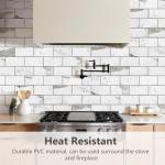 STICKGOO Subway Tile Peel and Stick Backsplash, Glossy White Marble PVC Self Adhesive Tile Backsplash, Stick on Tile for Kitchen and Bathroom(10 Sheets)