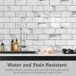 STICKGOO Subway Tile Peel and Stick Backsplash, Glossy White Marble PVC Self Adhesive Tile Backsplash, Stick on Tile for Kitchen and Bathroom(10 Sheets)