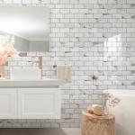 STICKGOO Subway Tile Peel and Stick Backsplash, Glossy White Marble PVC Self Adhesive Tile Backsplash, Stick on Tile for Kitchen and Bathroom(10 Sheets)