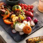 JMIATRY 3PCS Slate Cheese Board 12 X 12 Inches Slate Charcuterie Boards Black Tray Slates Cutting Board With Stone Chalks Slates Plate Set for Fruit Dessert Appetizer Cake Fruit Meat