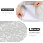 Dureidos Peel and Stick Floor Tile 8x8inch, Waterproof Vinyl Flooring with Grey Flower Pattern, Easy Installation and Removable for Bathrooms, Kitchens, Laundry Rooms & Renters (10PCS)